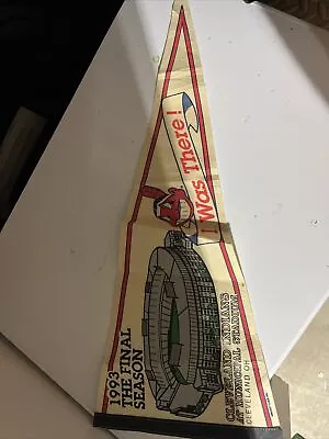Vintage MLB Cleveland Indians Final Season 1993 Pennant Full Size W/ Button Pin • $12.99