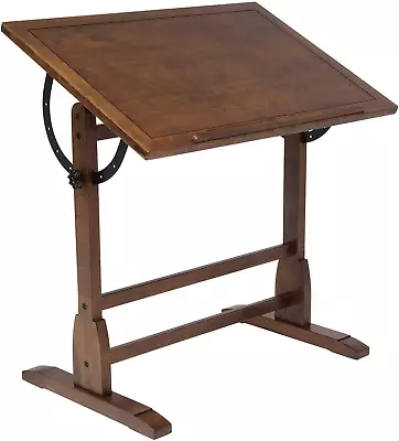 Vintage Rustic Oak Top Adjustable Drafting Craft Drawing Hobby Table Writing Stu • $245.61