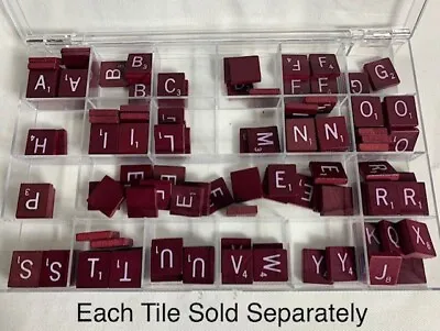 U-Pick Scrabble Board Game Tiles Maroon/Red Wood With White Lettering Crafts • $2.99