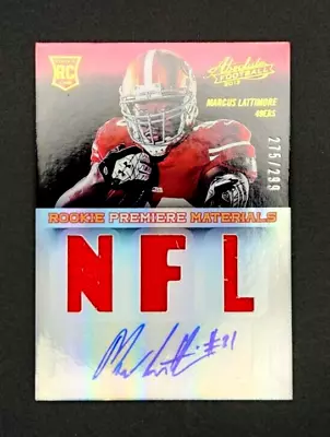 2013 Absolute MARCUS LATTIMORE Rookie (RC) Materials Patch Auto /299 🔥 49ers 🔥 • $4.99