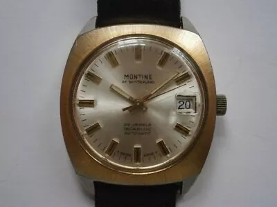 Vintage Gents Wristwatch MONTINE Automatic Watch Working AS 2063 Swiss Made • $21.16