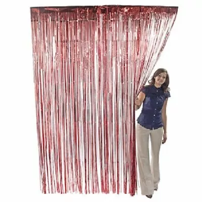Fun Express 1 X Red Metallic Fringe Curtain Novelty • $13.39