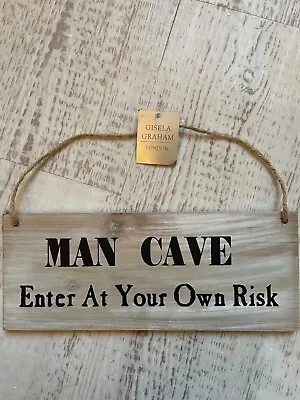 Gift House Sign  - Man Cave - Enter At Your Own Risk Wooden Sign Brand New • £5.99