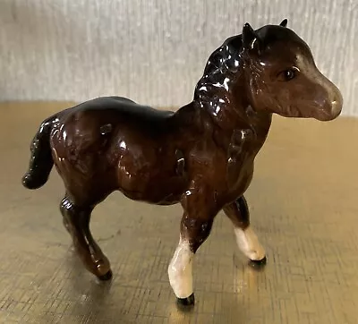 BESWICK HORSE SHETLAND FOAL BROWN GLOSS FINISH MODEL No. 1034 PERFECT • £14.99