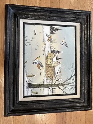 Original Oil Painting Signed By C. Carson Mill & Mallard Ducks 23.5” X 19.5” • $24.99