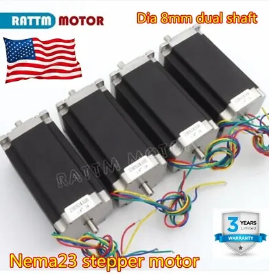 『USA』4pcs Nema23 425oz.in Stepper Motor 3A 112mm Dual Shaft CNC Milling Machine • $130