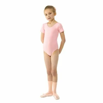 £11.99 • Buy Tappers And Pointers Dance Short Sleeved Ballet Leotard Cotton Lycra Pale Pink 
