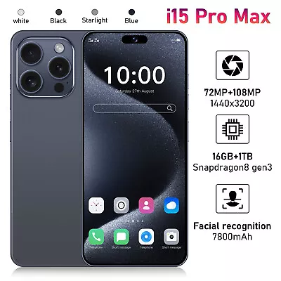 2024 I15 Pro Max 7.3  Smartphone 16GB+1TB Global Unlocked Android 5G Cell Phone • $158.99