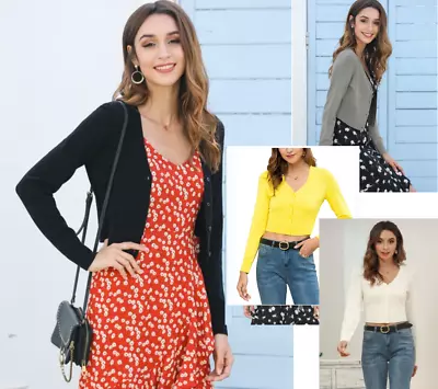 £8.99 • Buy Women's Button Up Cropped Knit Cardigan Jumper 