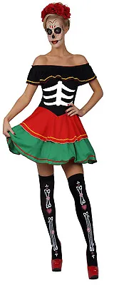 Ladies Womens Day Of The Dead Fancy Dress Costume Halloween Outfit FREE POST FE • £15