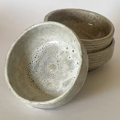 Set Of3 ZANESVILLE MCM Modern White Stoneware Pottery Homespun Bowl Planter 8004 • $74.99
