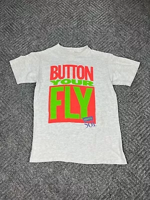 Vintage Levis Button Your Fly T Shirt Size Small 501 Single Stitch Tee 90s • $30