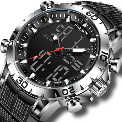 FASHION Men Digital Watch Dual Time Sport Stopwatch Alarm LED Quartz Watches NEW • $37.50