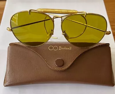 Vintage Bushnell Aviator Shooting Glasses Yellow-   Bausch & Lomb W/ Case • $55