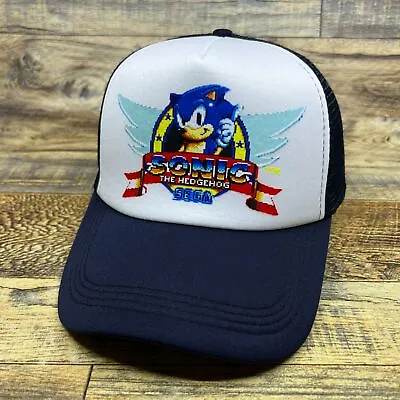 Sonic The Hedgehog Mens Trucker Hat Navy Snapback 90s Retro Video Game Ball Cap • $19.99