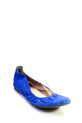 J Crew Womens Suede Leather Round Toe Scrunch Ballet Flats Royal Blue Size 8 • $42.69