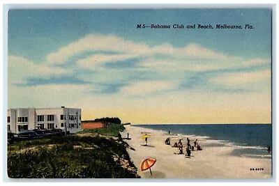 C1930's View Of Bahama Club And Beach Melbourne Florida FL Vintage Postcard • $6.47