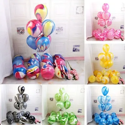 12  Marble Latex Balloons Birthday Wedding Baby Shower Theme Party Decoration  • £4.99