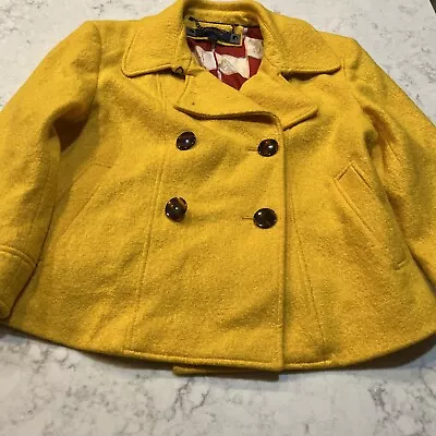 Seven 7  Yellow Mustard Double Breasted Wool Peacoat Jacket Coat Blazer Sz M • $24.99