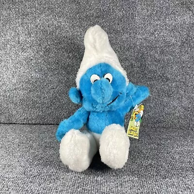 Vintage 1979 Plush SMURF Stuffed Animal Blue Toy Doll Peyo Wallace Berrie W Tags • $15.50