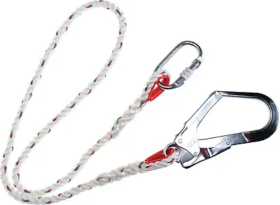 Portwest Single Lanyard 150cm Polyester Scaffold Hook Carabiner Safety FP21 • £20.10