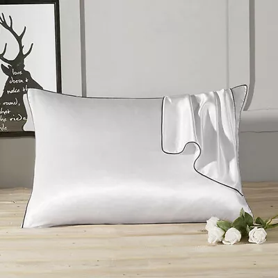 Mulberry 100% Pure Silk Pillowcase Anti-wrinkle Bed Soft Pillow Cases Covers UK • £8.99