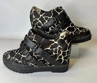 80%20 Eliotte Pony Hair Ankle Boots Geometric Print Shoes WEDGE Loafer 7.5 • $39.99