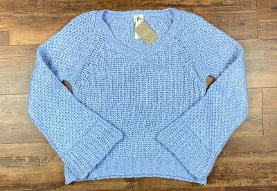 NWT Moth By Anthropologie Womens Large Loose Chunky Knit Blue Pullover Sweater • $39.95