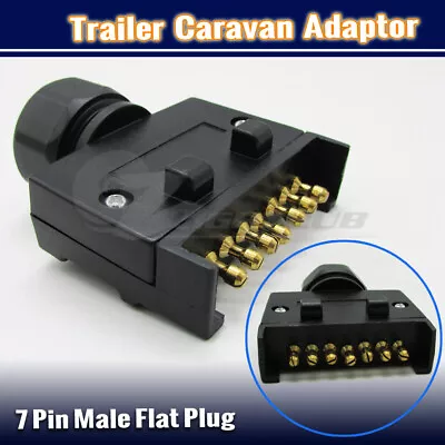 $13.95 • Buy 7 Pin Male Flat Plug Trailer Adaptor Caravan Wiring Truck Car Socket Connector