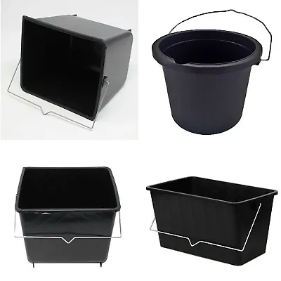 Black Plastic Paint Scuttle W/ Metal Handle Paint Bucket Tubs Ribbed Container • £5.95