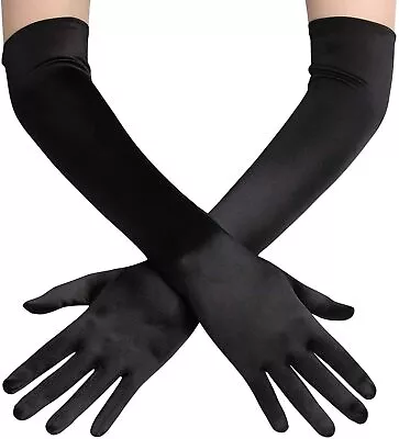 Womens Satin Evening Gloves 21'' Long Party Dance Elbow Length Opera Gloves US • $7.98