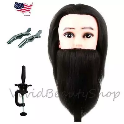 Men Human Hair Beard Mannequin Head Cosmetology Barber Training Doll Manikin • $46.99