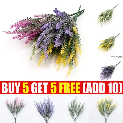Artificial Flowers Lavender Fake Plants Bridal Bunch Wedding Party Home Decor UK • £2.79