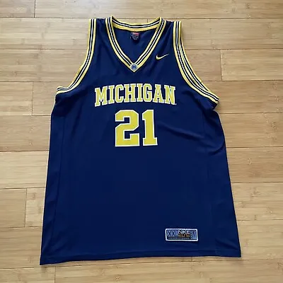 VTG 90s Nike Ray Jackson #21 Michigan Fab Five Basketball Jersey Men’s Size XXL • $149.99