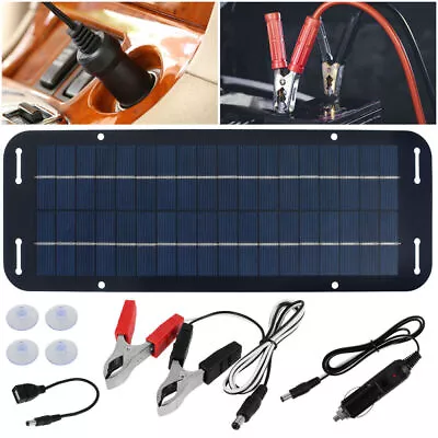 Portable 12V Solar Panel Kit Trickle Charger Battery Powered For Camping/RV Car • £11.99