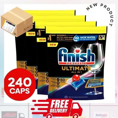 4 X 60pk Finish Powerball Ultimate All In 1 Dishwashing Tabs/Caps Lemon Sparkle • $99