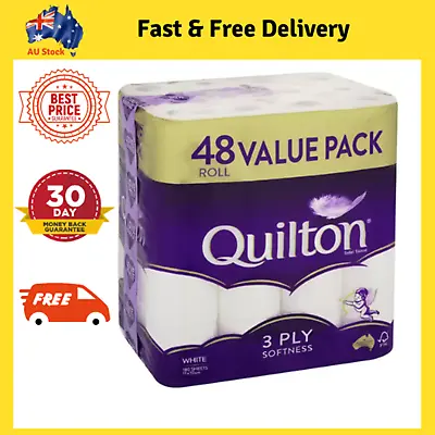 $34.80 • Buy 48x Quilton Toilet Paper Tissue Rolls 3 Ply 180 Sheets - Bathroom Paper Towels