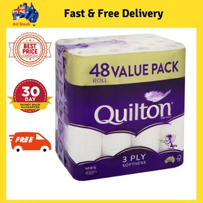 $34.80 • Buy 48x Quilton Toilet Paper Tissue Rolls 3 Ply 180 Sheets - Bathroom Paper Towels