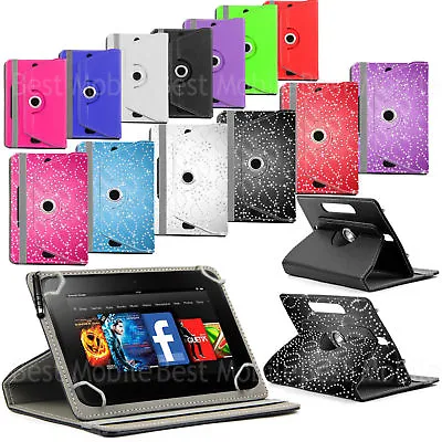 £6.99 • Buy For 9.7  10  10.1  Tablet PC New Universal Folio Leather Case Cover 360 Rotation