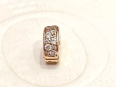 Authentic Pandora Rose Gold MET Clear CZ Pave Shining Elegance Clip Charm 781817 • $45