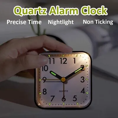£8.99 • Buy Clock Alarm Bedside Travel Easy Read Luminous Hands Glow Snooze Small Quartz