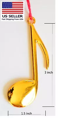 Christmas Ornament Music Note  Eighth Solid Metal Gold • $6.60