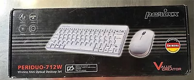 Perixx Peridou-712W Wireless Mini Optical Desktop Set White Keyboard/Mouse New • $25.49