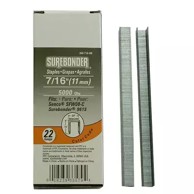 7/16 In. Leg X 3/8 In. Narrow Crown 22-Gauge Collated Standard Staples (5000-Per • $12.88