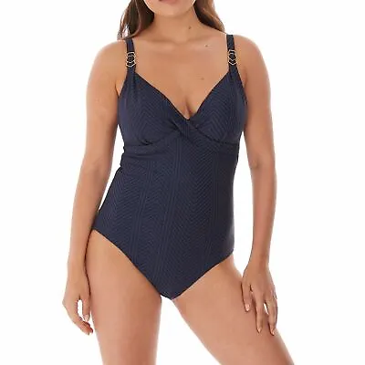 Fantasie Swimwear Long Island Deep Plunge Wrap Swimsuit Ink 6908 • £44.95