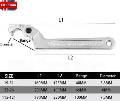 Adjustable Hook Wrench 19–121mm C Round Spanner Tool Slotted Retaining Universal • $17.99