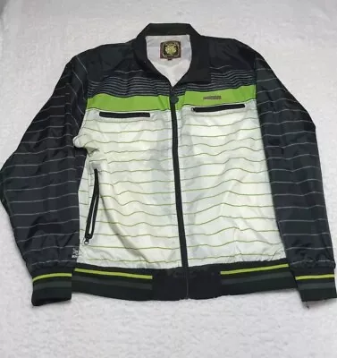Live Mechanics Men's Jacket Sz 2XL Green Black White Full Zip Victory Is Certain • $36