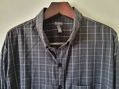 Van Heusen Flex Men's 3XLT  20-20.5 Black Plaid Long Sleeve Shirt • $12.99