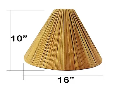 Vintage Bamboo Lamp Shade Straw Rattan Coastal Tiki Farmhouse Boho 16  Dia • $36.95