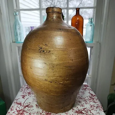 Antique Primitive Salt Glazed Stoneware  BIG BELLY  Ovoid Jug • $79